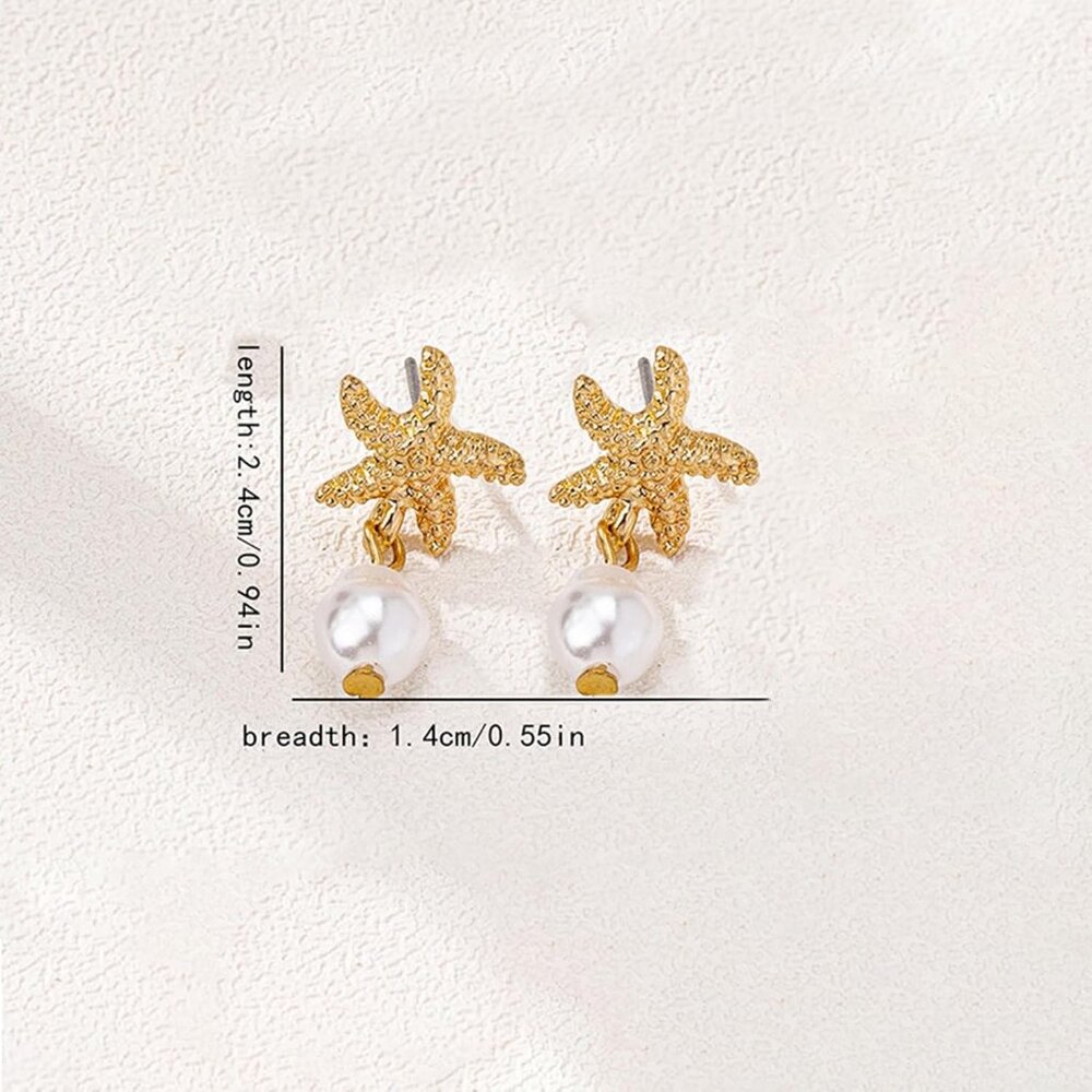 Starfish Shell Earrings - Lightweight Nautical Be… - image 6